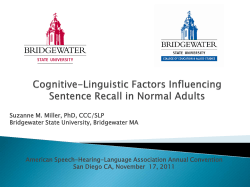 Cognitive-Linguistic Factors Influencing Sentence Recall in