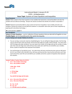 Instructional Week 4: January 25-29 ISTEP + 10 Mathematics Focus