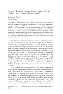 Between Chaos and Cosmos: Ernesto Grassi, William Faulkner, and