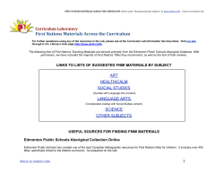 First Nations Materials Across the Curriculum