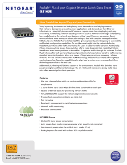 ProSafe&reg; Plus 5-port Gigabit Ethernet Switch Data
