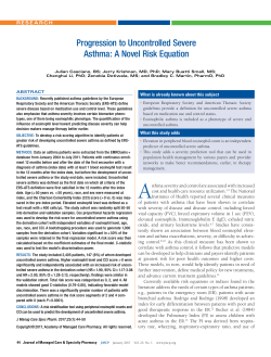 Progression to Uncontrolled Severe Asthma: A Novel Risk Equation
