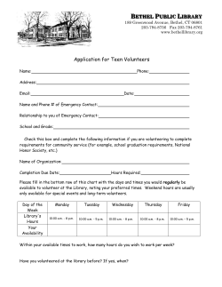 Application for Teen Volunteers