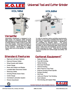 Adjustable wheelhead is designed to be tilted easily &plusmn;15 degrees