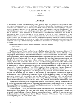 eStRangement in alfReD tennySon`S &ldquo;ulySSeS&rdquo;: a