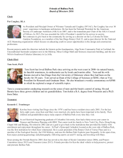 Friends of Balboa Park Board of Directors 2016 Tom Scott has loved
