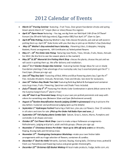 2013 Calendar of Special Events