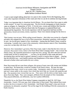 American Jewish History Milestone, Immigration