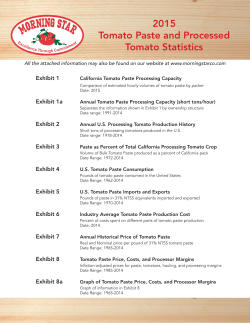 2015 Tomato Paste and Processed Tomato Statistics