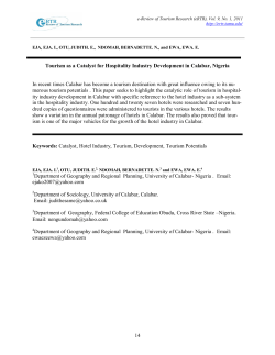 14 Tourism as a Catalyst for Hospitality Industry Development in