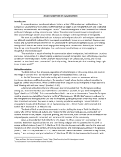 Immigration Resolution Notes - Evangelical Covenant Church
