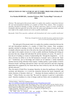 742 REFLECTIONS ON THE NATURE OF ART IN NOBEL PRIZE