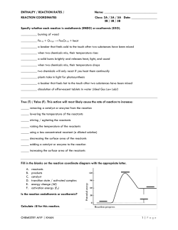 ENTHALPY / REACTION RATES / Name: REACTION