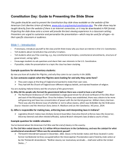 Constitution Day: Guide to Presenting the Slide Show