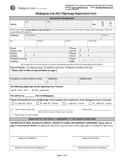 Medjugorje July 2017 Pilgrimage Registration Form ( ) ( ) ( ) ( )