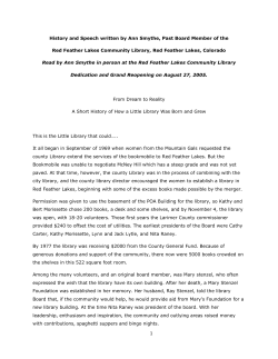 Read more about our history - Red Feather Lakes Community Library