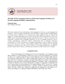 The Role of First Language Literacy and Second Language