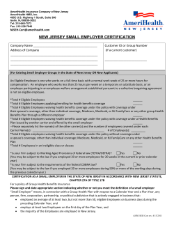 New Jersey Small Employer Certification