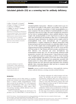 Calculated globulin (CG) as a screening test for antibody deficiency