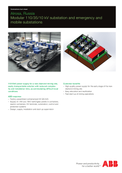 Alrosa, Russia Modular 110/35/10 kV substation and emergency