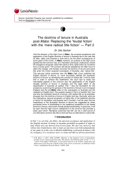 The doctrine of tenure in Australia post