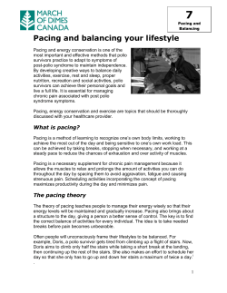Pacing and balancing your lifestyle