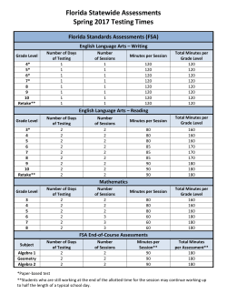 Florida Statewide Assessments Spring 2017 Testing Times