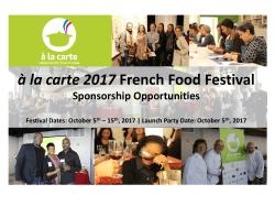 &agrave; la carte 2017 French Food Festival