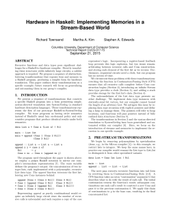 Hardware in Haskell: Implementing Memories in a Stream