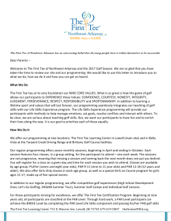 2017 Parents Letter - The First Tee of Northwest Arkansas