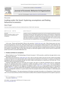 Pingle-Assumptions and Behavioral Economics
