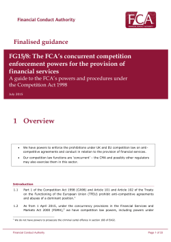 FG15/8: The FCA`s concurrent competition enforcement powers for
