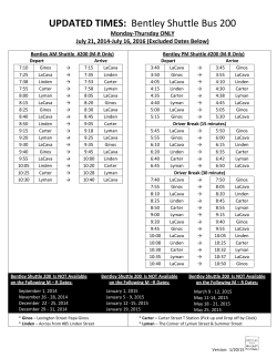 UPDATED TIMES: Bentley Shuttle Bus 200