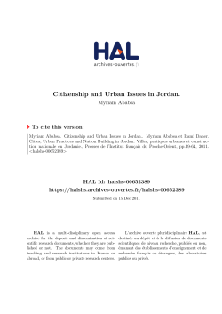 Citizenship and Urban Issues in Jordan. - Hal-SHS