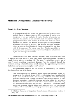 Maritime Occupational Disease: &ldquo;the Scurvy&rdquo;