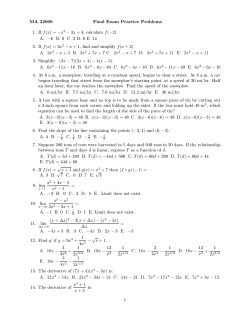 MA 22000 Final Exam Practice Problems 1. If f(x) = -x 2