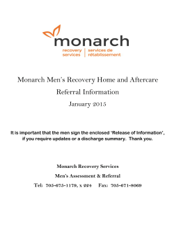 Monarch Men`s Recovery Home and Aftercare Referral Information