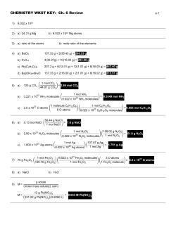 CHEMISTRY WKST KEY: Ch. 6 Review