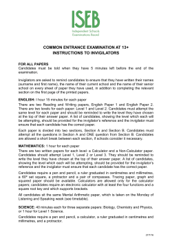 common entrance examination at 13+ instructions to invigilators