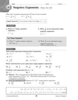 4-7 Negative Exponents