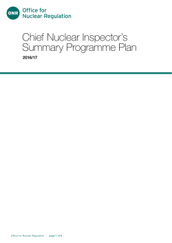 ONR - Chief Nuclear Inspector`s Summary Programme Plan 2016/17