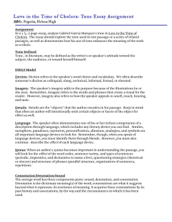 Love in the Time of Cholera: Tone Essay Assignment