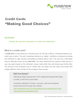 Credit Cards - Nusenda Foundation