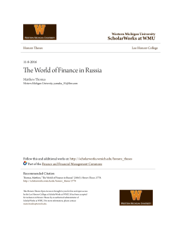 The World of Finance in Russia - ScholarWorks at WMU