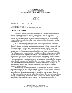 curriculum guide for spanish two honors