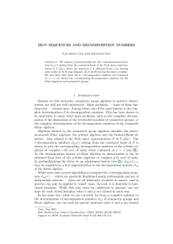 SIGN SEQUENCES AND DECOMPOSITION NUMBERS 1