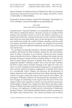 Beyond Timbuktu: An Intellectual History of Muslim West Africa, by