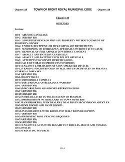 TOWN OF FRONT ROYAL MUNICIPAL CODE Chapter 110