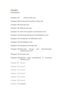 CONTENTS Chapter 87. Penal Code Act Chapter 88. Criminal