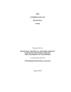 THE CUMBERLAND GAP MUNICIPAL CODE Prepared by the